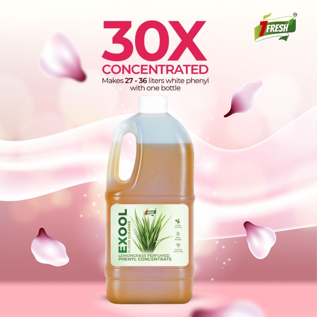 7Fresh Exool Perfumed Phenyl Concentrate Liquid 1 Ltr (MAKES 30 LITTER OF THICK WHITE PHENYL) Floor Cleaner,Pine Based,Long Lasting,Faster Dilution,Phenyl Essence view 2