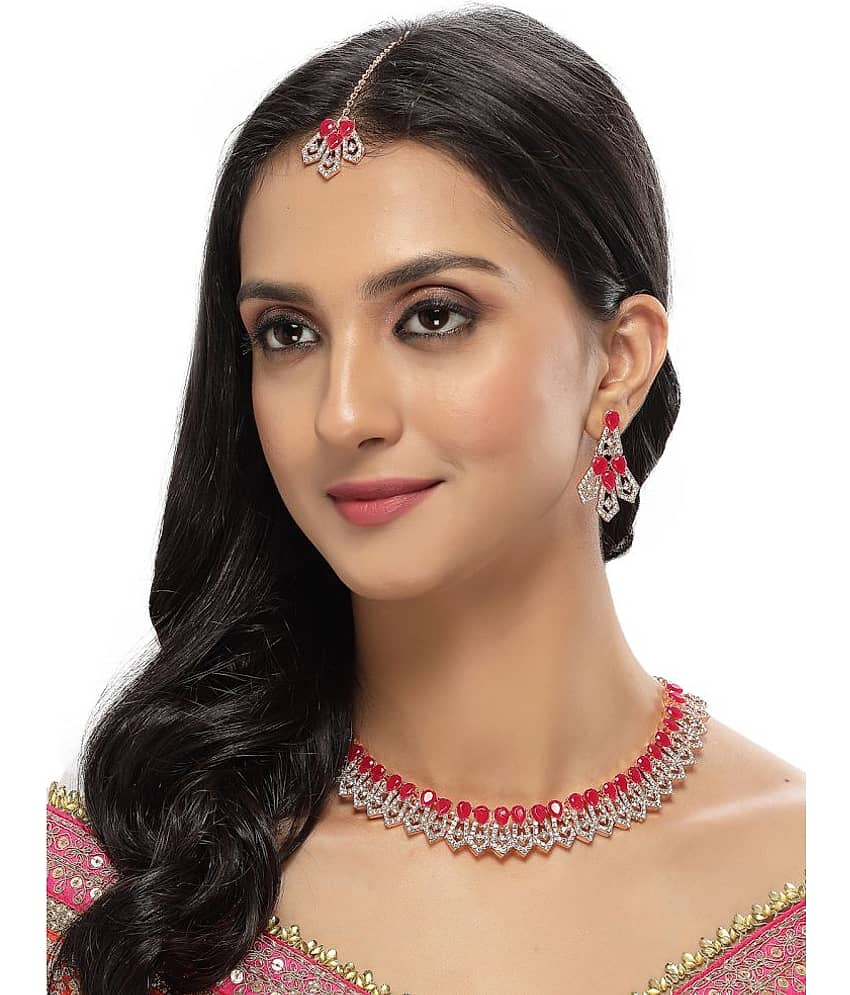 Sukkhi Magenta Alloy Necklace Set ( Pack of 1 ) view 2