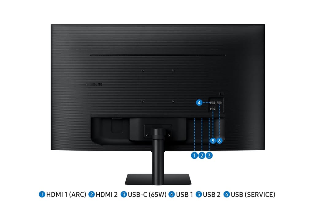 Samsung 32" (80cm) M7 4K Smart Monitor with Smart TV Experience|UHD 3840 x 2160|Type C-65W|OTT Apps|IoT Hub|Office 365|Workout Tracker|Speakers|Solar Remote|Wi-Fi|Bluetooth|LS32DM700UWXXL|Black view 2