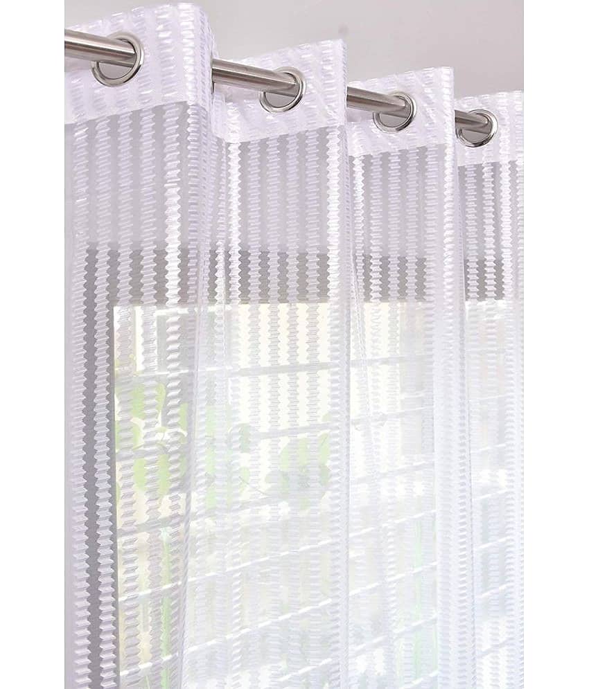 Panipat Textile Hub Others Semi-Transparent Eyelet Window Curtain 7 ft Single -White view 2