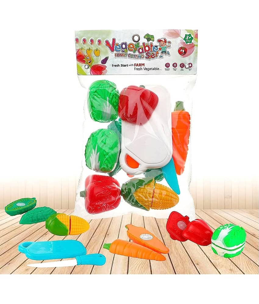 Fratelli Play Food Realistic Vegetables Cut Set with Cutting Board & Knife Toy for Kids,Multicolor(5ps Vegetables,Chopping Board & Knife Toy) view 2