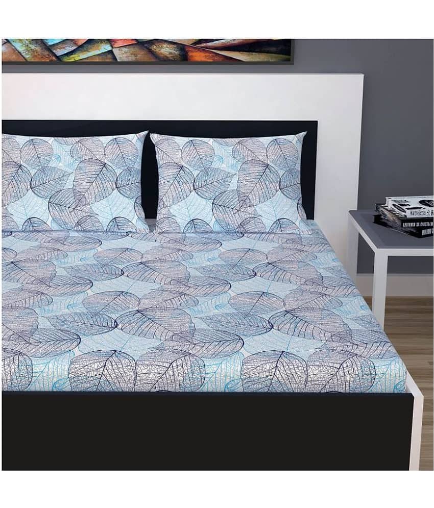 DIVINE CASA Cotton King Bedsheet ( Blue ) view 2