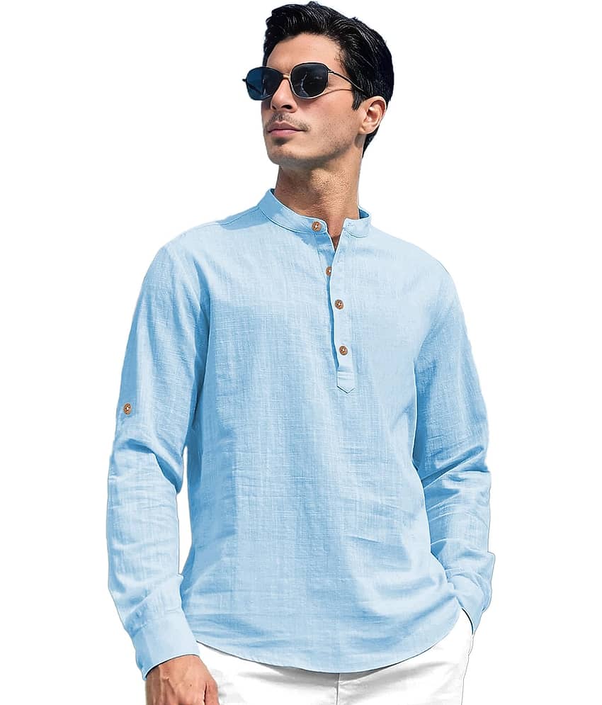 UNI VIBE Dark Green Cotton Men's Shirt Style Kurta ( Pack of 1 ) view 2
