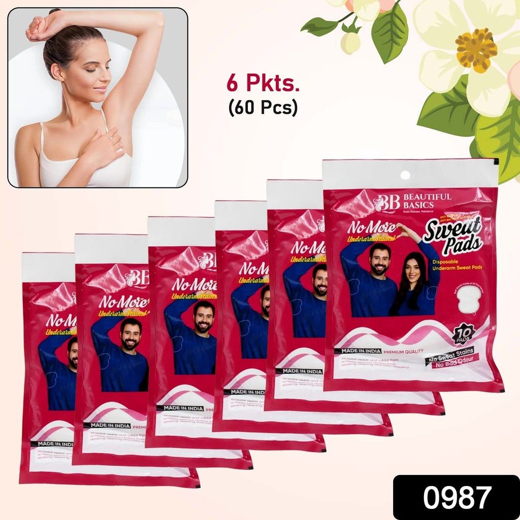 Beautiful Basics Underarms Sweat Pads Disposable (Pkts 6x 60 Pcs Set) view 2