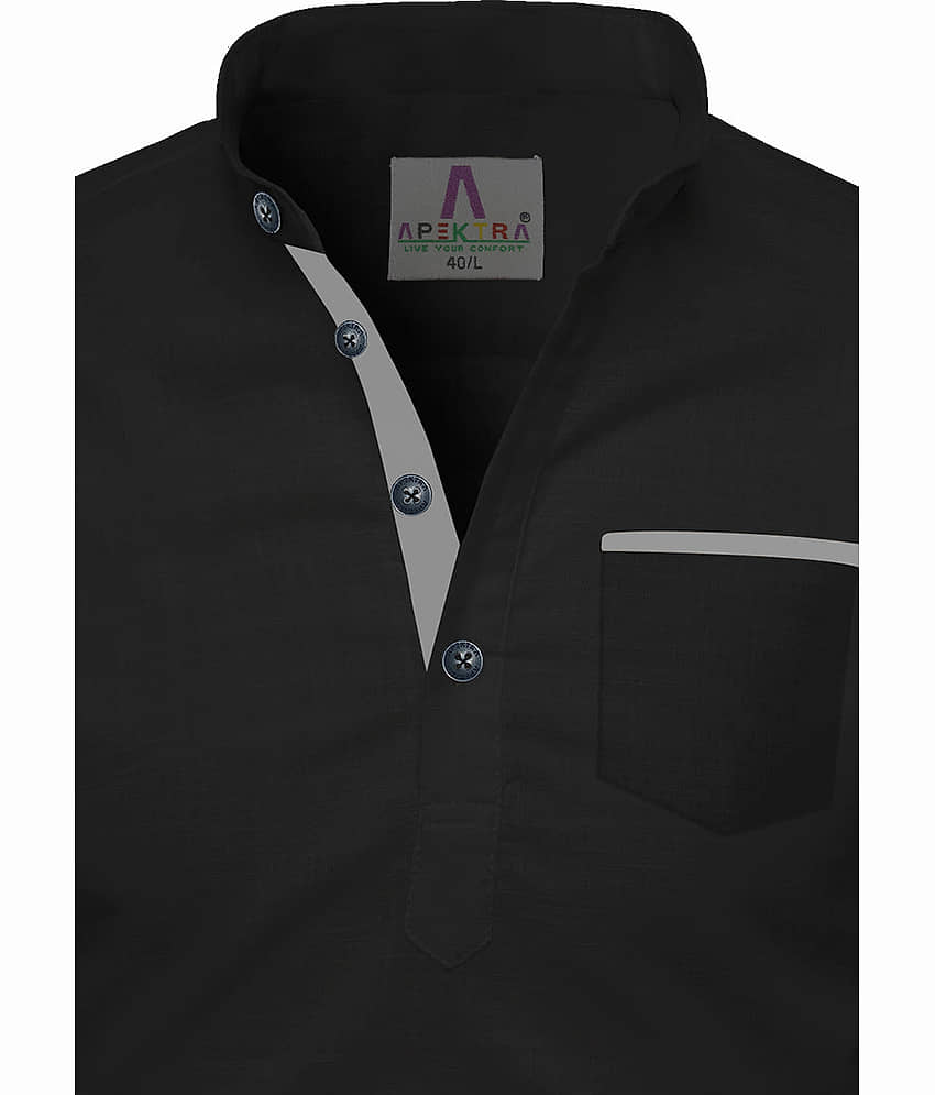 Apektra Grey Cotton Men's Shirt Style Kurta ( Pack of 1 ) view 2