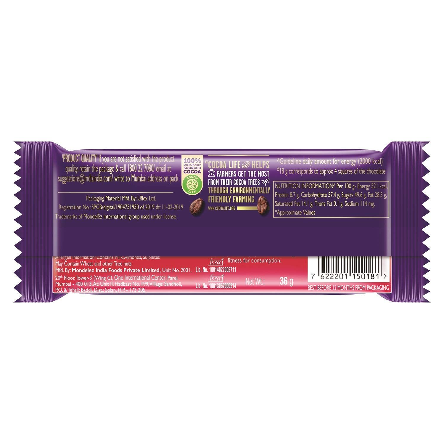 Cadbury Dairy Milk Fruit & Nut Chocolate Bar 36 Gms view 2