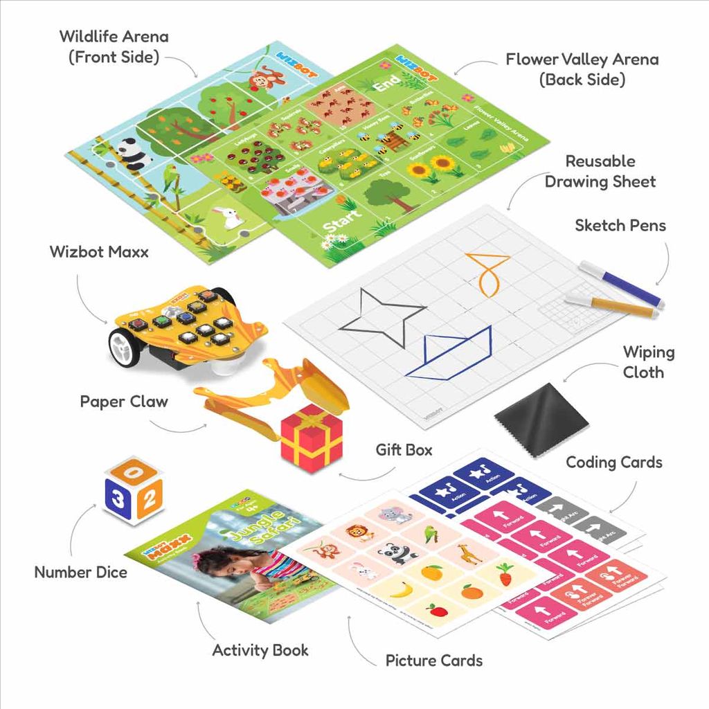 Wizbot Maxx Jungle Safari - Screen-Free Button Based Robot Toy for Kids Age 4+ view 2