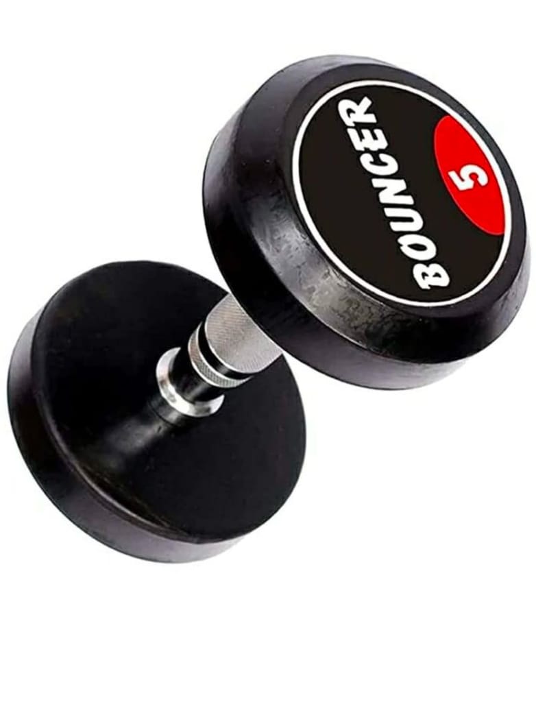 Bouncer 5 KG Rubber Hex Dumbbell for Home and Gym view 2