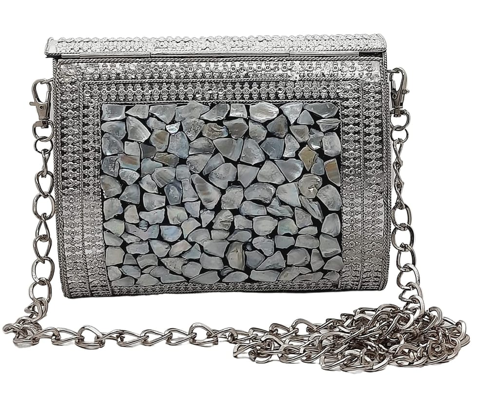 Women's Gift Bridal Bag - Brass Metal Clutch Sling Bag (Indian Ethnic Antique Clutch) view 2