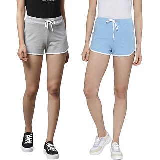 SHE PURE LUXURY WEAR Pack of 2 Solid Women Grey, Blue Hotpants view 2