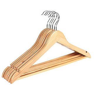 Right Traders Wooden Coat Trouser Skirt Garment Natural Wood Hanger (Set of 12 Pcs) view 2