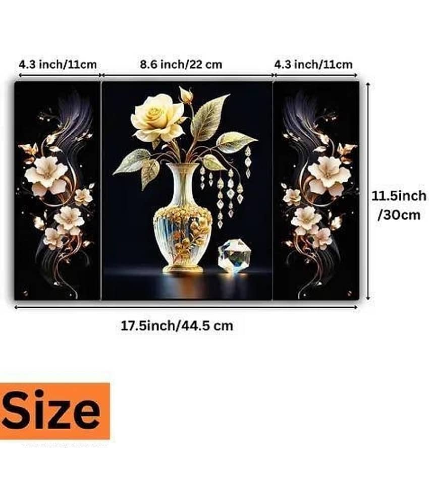 SNDArt Set Of 3 Flower Pots Wall Paintings For Home Décor Gift Items 12 x 18 inch view 2