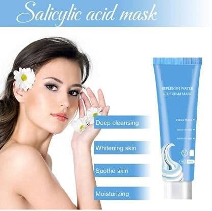 Elecsera Original Ice Cream Mask Acne Moisturizing Smear Mask Blackheads Remover Mask Cleansing & Shrinking Pores with Face Brush (2 Items in the set) view 2