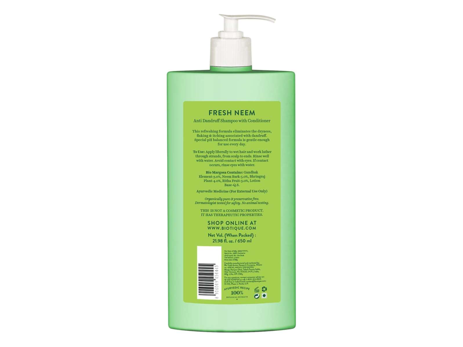 Biotique Fresh Neem Anti Dandruff Shampoo & Conditioner 650ml view 2