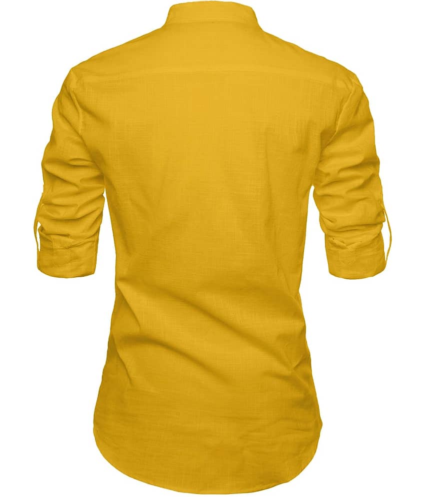 UNI VIBE Sky Blue Cotton Blend Men's Shirt Style Kurta ( Pack of 1 ) view 2