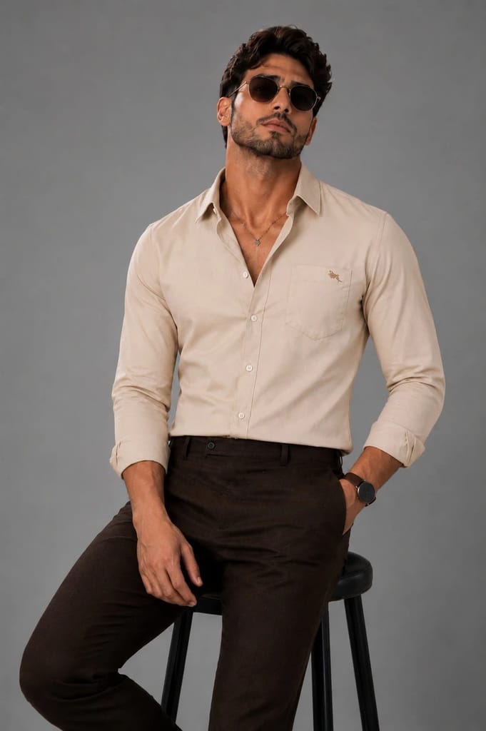 Men's Premium Beige Formal Shirt