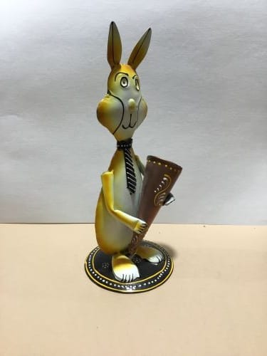 Decorative Metal Rabbit Figurine with Megaphone view 2