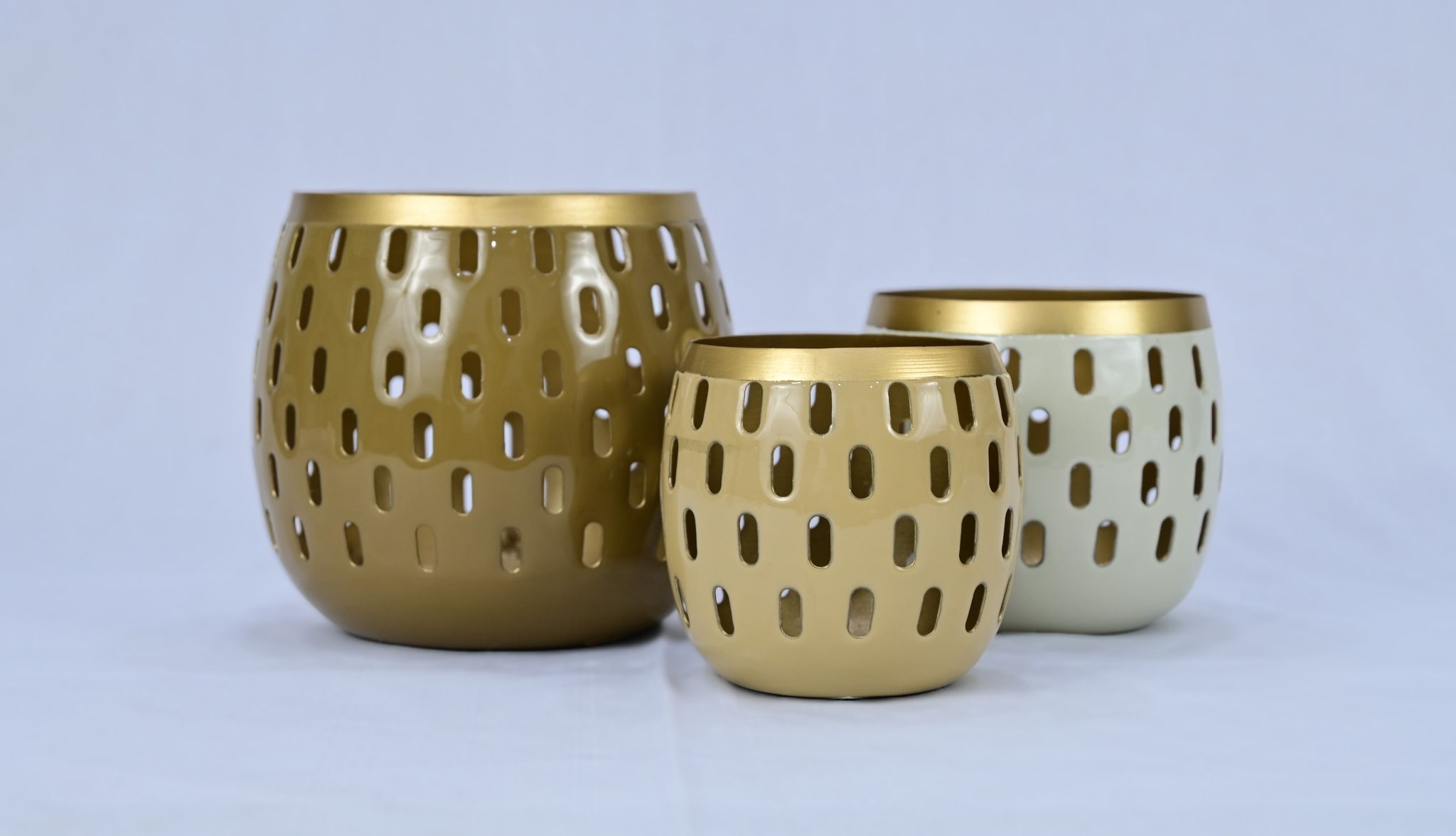Classic Set of 3 Iron Candle Votives for Home Decor - Handcrafted Holders view 2