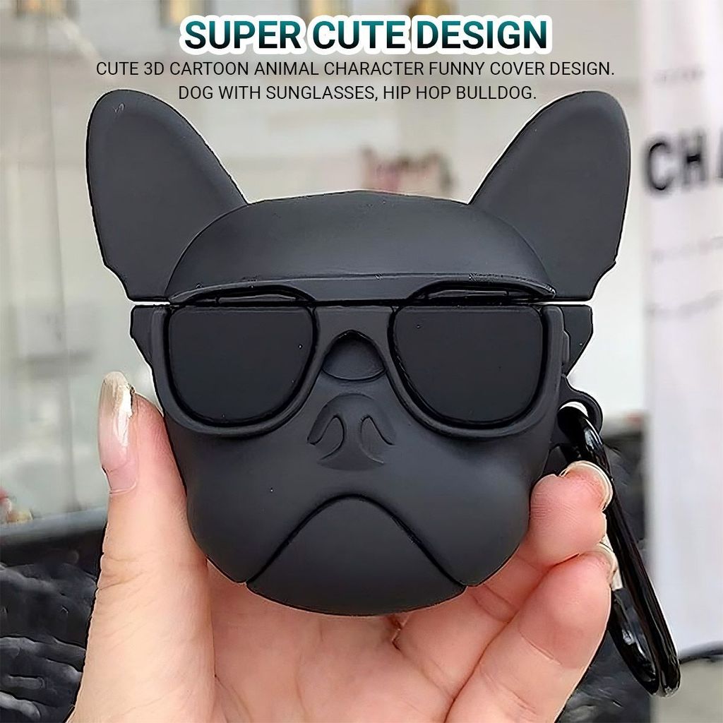 LIRAMARK Cute Cartoon Design Case Cover for Airpods Pro 2 Case (2023/2022), Designer AirPods Pro 2nd Generation Cover (Black Dog) view 2