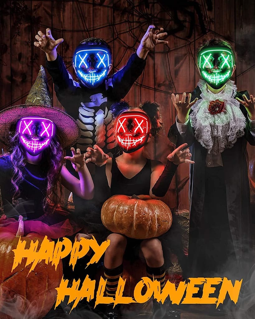 LED Light Up Mask for Halloween, Neon, and Party Decoration view 2