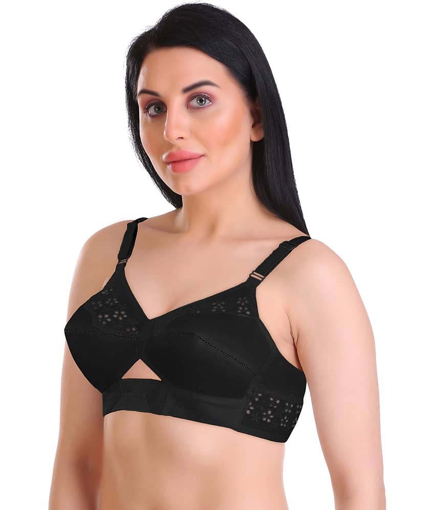 Featherline Pack of 1 Cotton Non Padded Everyday Bra For Women ( Black ) view 2