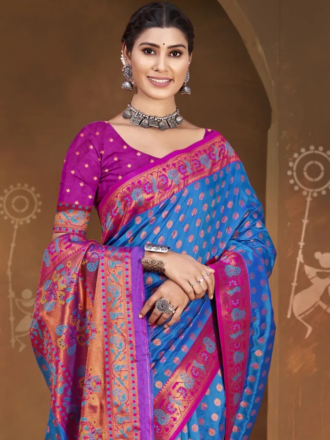 Blue Silk Saree view 2