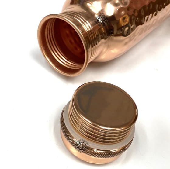 Copper Water Bottles for 1 Litre, Pure Copper Handcrafted, Joint Free, Leak Proof, Travel Purpose and for Ayurvedic Health Benefits view 2