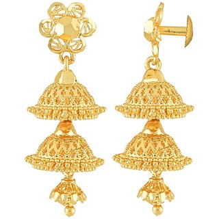 Traditional 1gm gold and micron plated jhumkis view 2