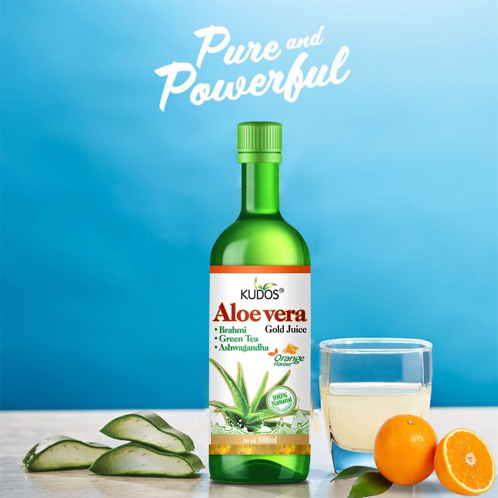 Kudos Aloe Vera Gold Juice | Orange Flavour | 1 Litre view 2
