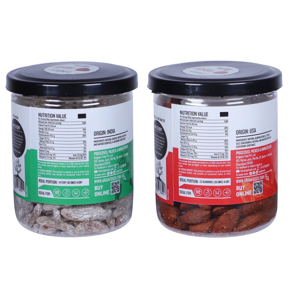 Ariga Foods Tandoori California Almonds 200g and Paan Raisins 250g | Dry Fruits Combo (450g) view 2
