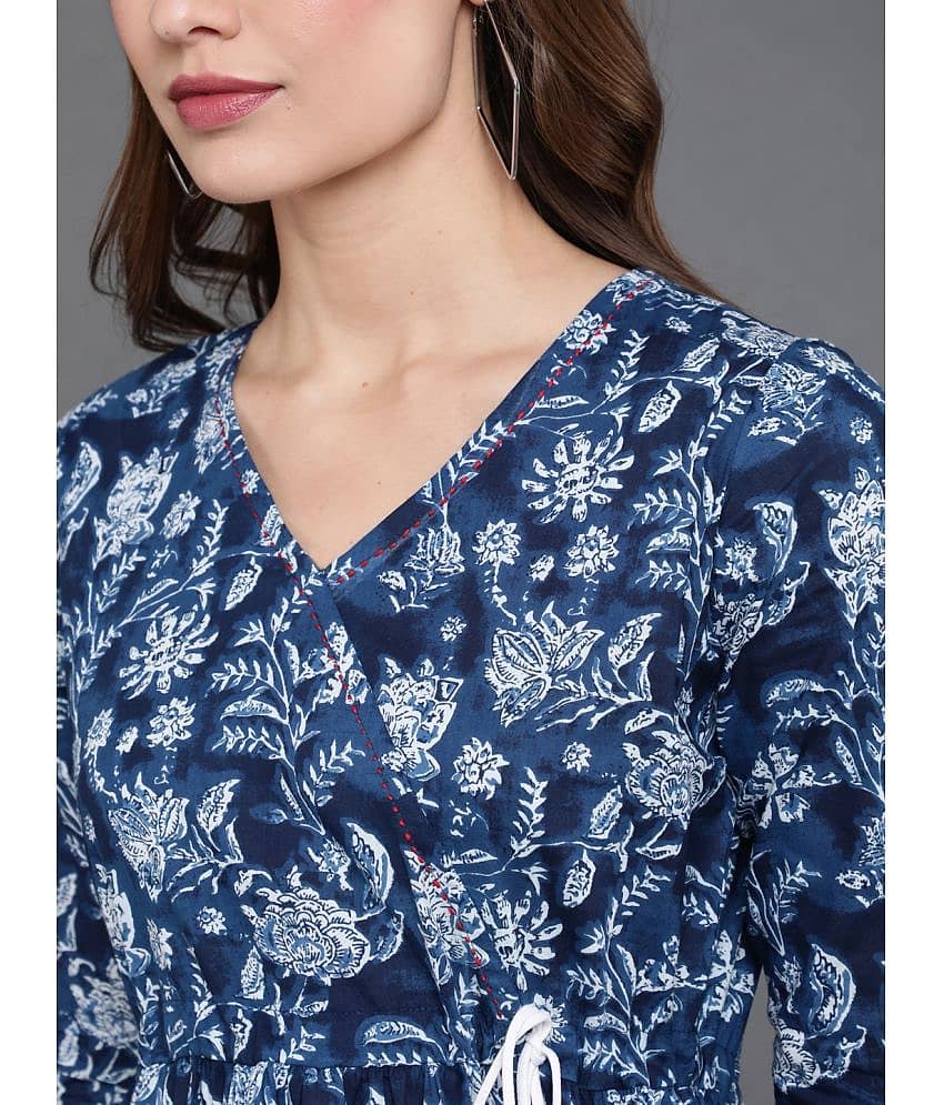 Antaran Women's Cotton A-Line Top ( Blue ) view 2