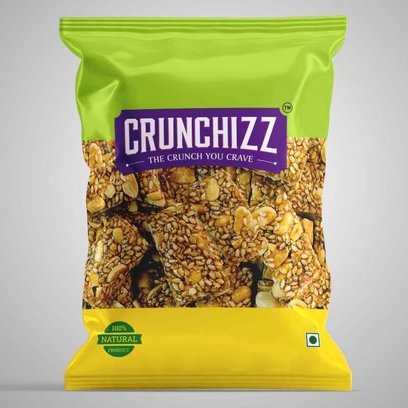 Crunchizz SESAME CANDY (CHIKKI) I (White Sesame Seed Based) I 250 Grams I Pack Of One