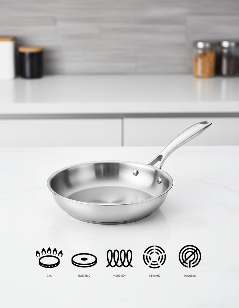 Triply Stainless Steel Fry Pan (22/26 cm, 1.5L–1.9L) | Premium 3-Layer Tri-Ply Construction | Healthy Natural Non-Stick | 100% Toxin-Free | Induction & Gas Compatible view 2