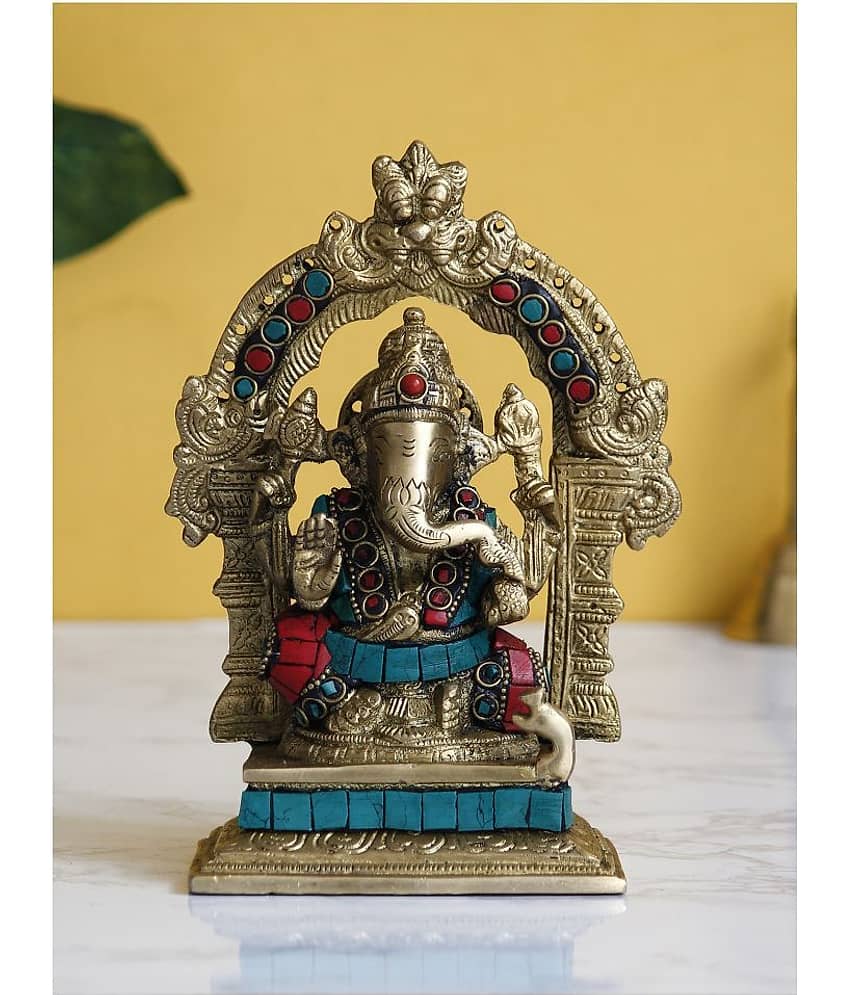 eCraftIndia Showpiece Brass Ganesha Idol 13 x 7 cms Pack of 1 view 2