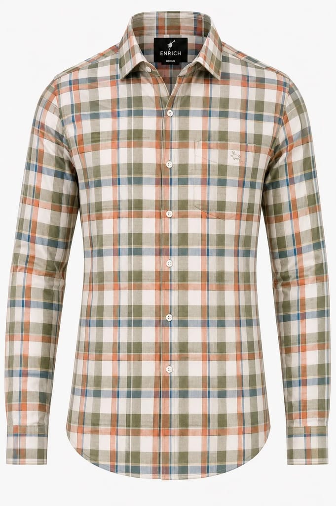 Enrich Fashion Factory Men's White & Black multicolour Checkered Casual Shirt view 2