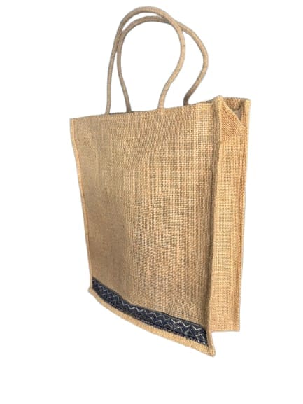 Eco-Friendly Jute Tote Bag with Stylish Trim view 2