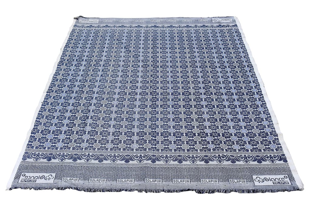 Mandhania Delux Quality Solapur Chaddar 100% Cotton Dailyuse Single Bed Blanket Pack of 1 Blue view 2