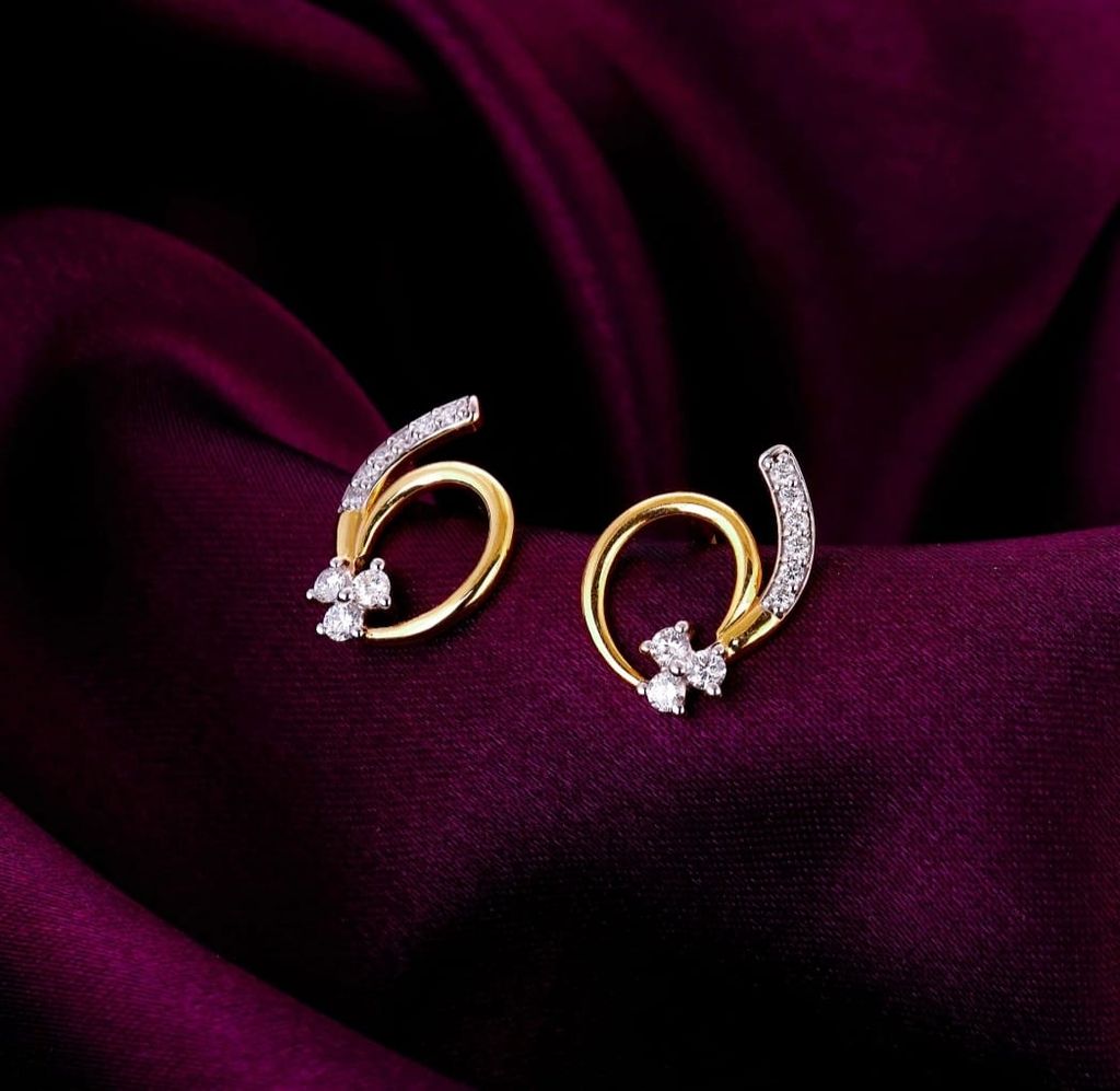 Rose Gold-Plated American Diamond Stud Earrings view 2