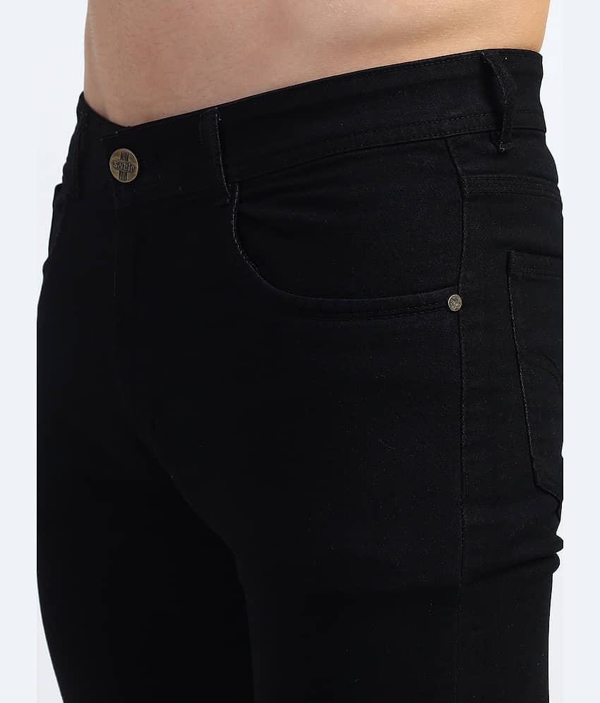 plounge Slim Fit Cuffed Hem Men's Jeans - Black ( Pack of 1 ) view 2