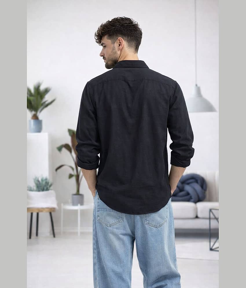 The Dry State Linen Regular Fit Solids Full Sleeves Men's Casual Shirt - Black ( Pack of 1 ) view 2