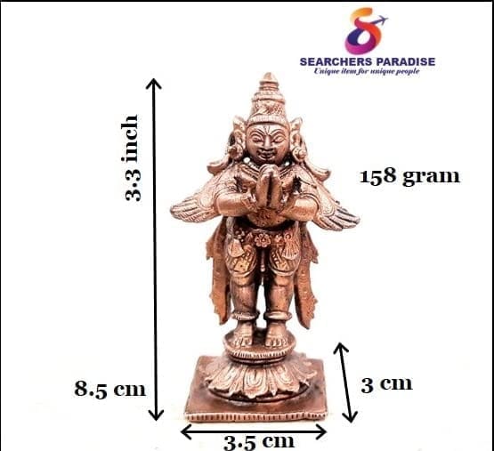 Searchers Paradise - Copper Idols Garudar ,3.3 inches, Copper Handmade 158 Grams, Patina Antique Finish, Pack of 1 Piece view 2