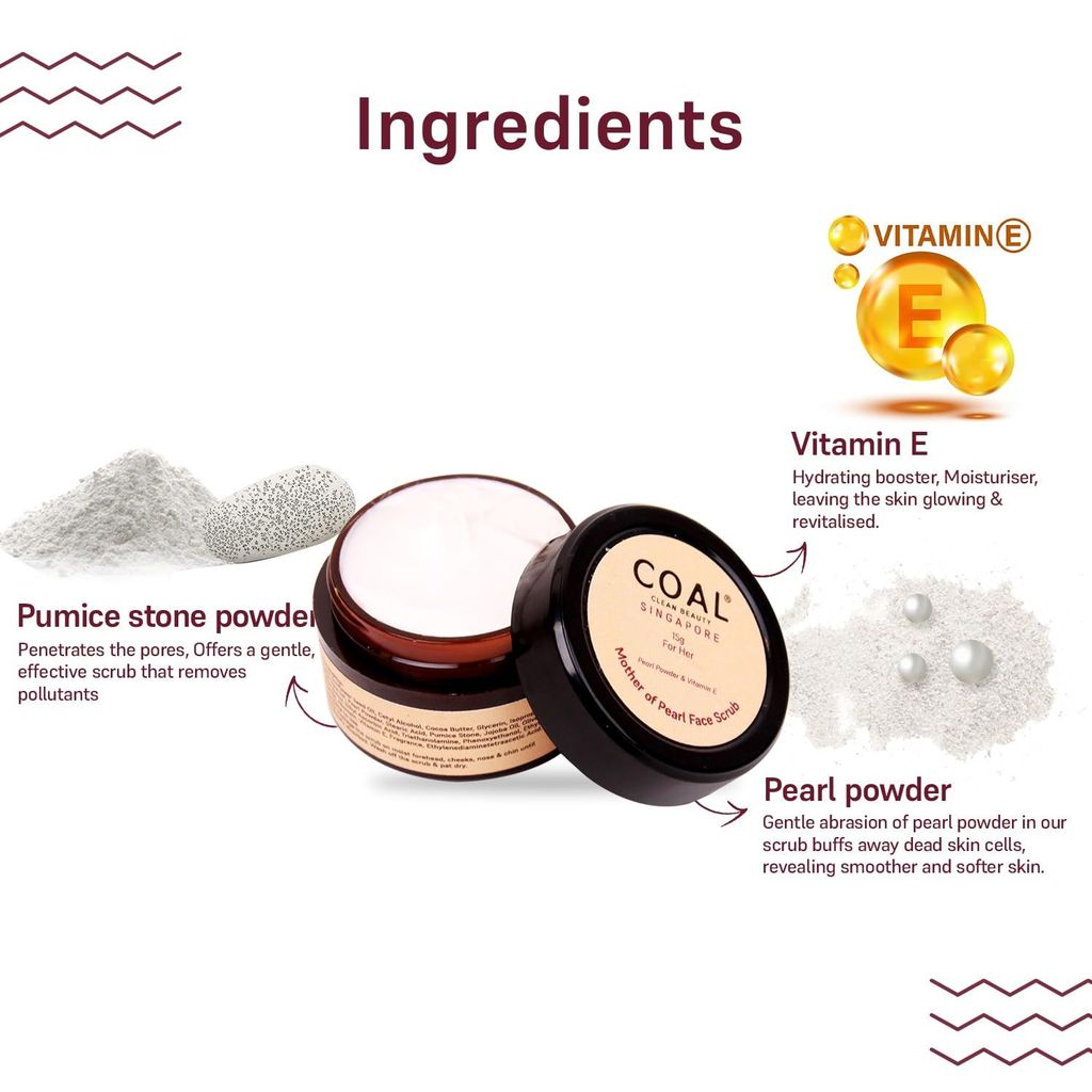 COAL Clean Beauty Mother of Pearl Face Scrub with Pearl Powder & Vitamin E | Exfoliates, Removes Dead Skin & Renews| Women | All Skin Types | 15g view 2