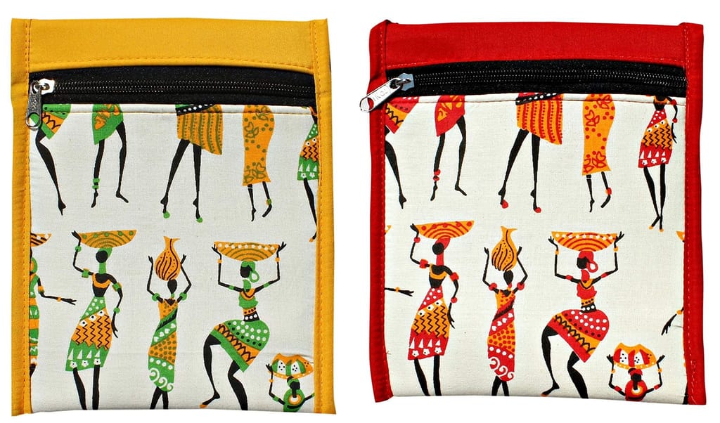 Mandhania Warli Printed Cotton Sling Bags for Womens Pack of 2 Multicolor view 2