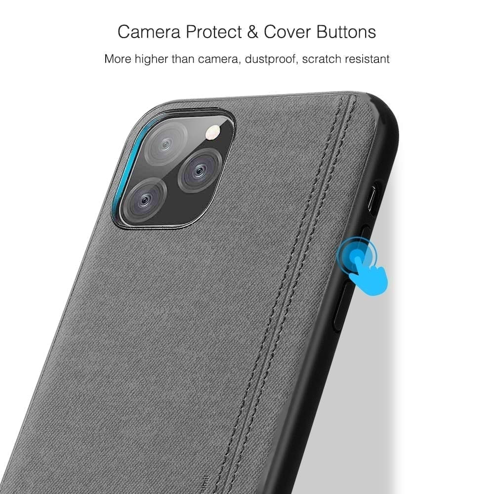 Memumi Wise Series Leather Back Cover for Apple iPhone 11 Pro Silicone Gel, Shockproof-Grey (5.8") view 2