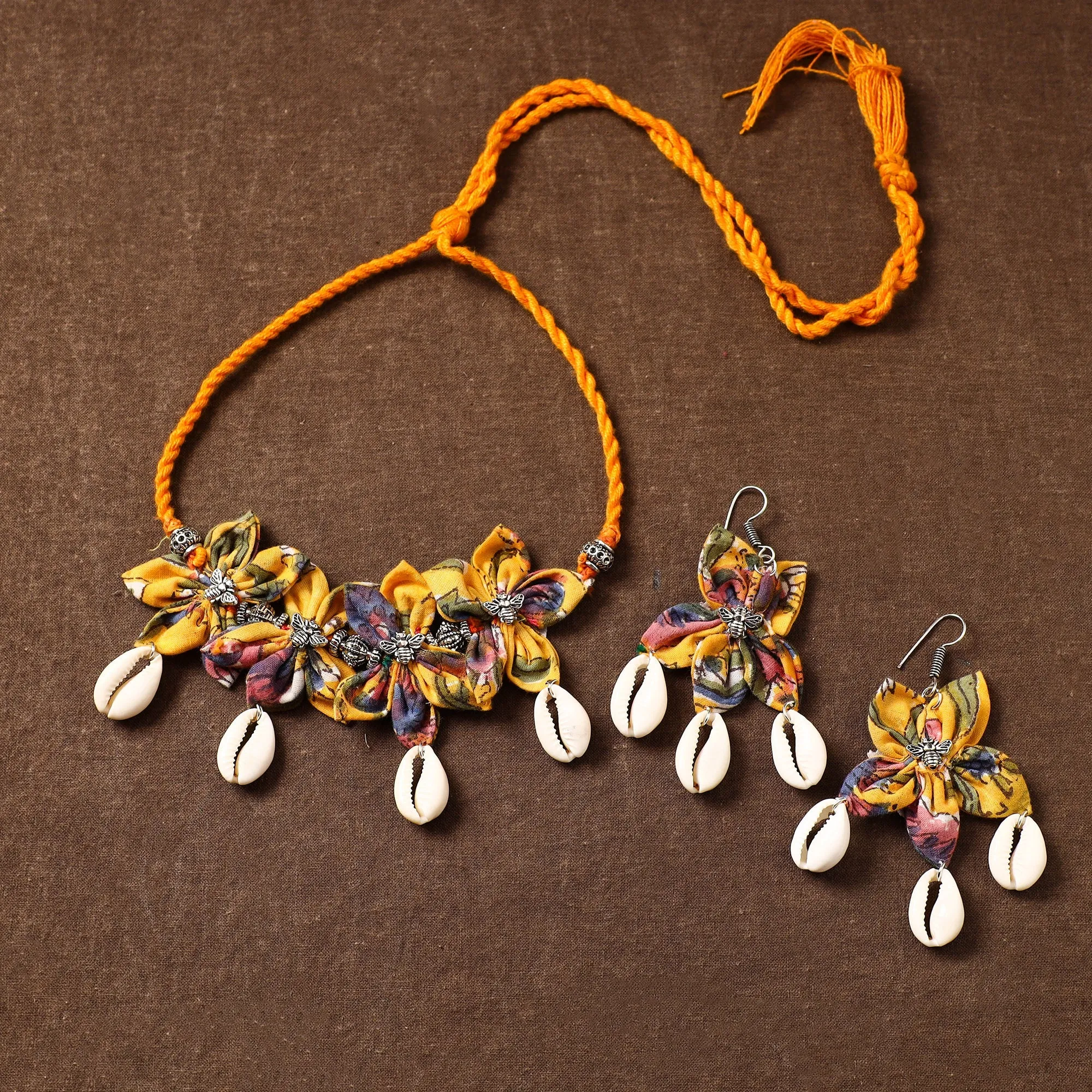 Yellow -Fabart Phool Kali Shell Choker Necklace Set 09 view 2