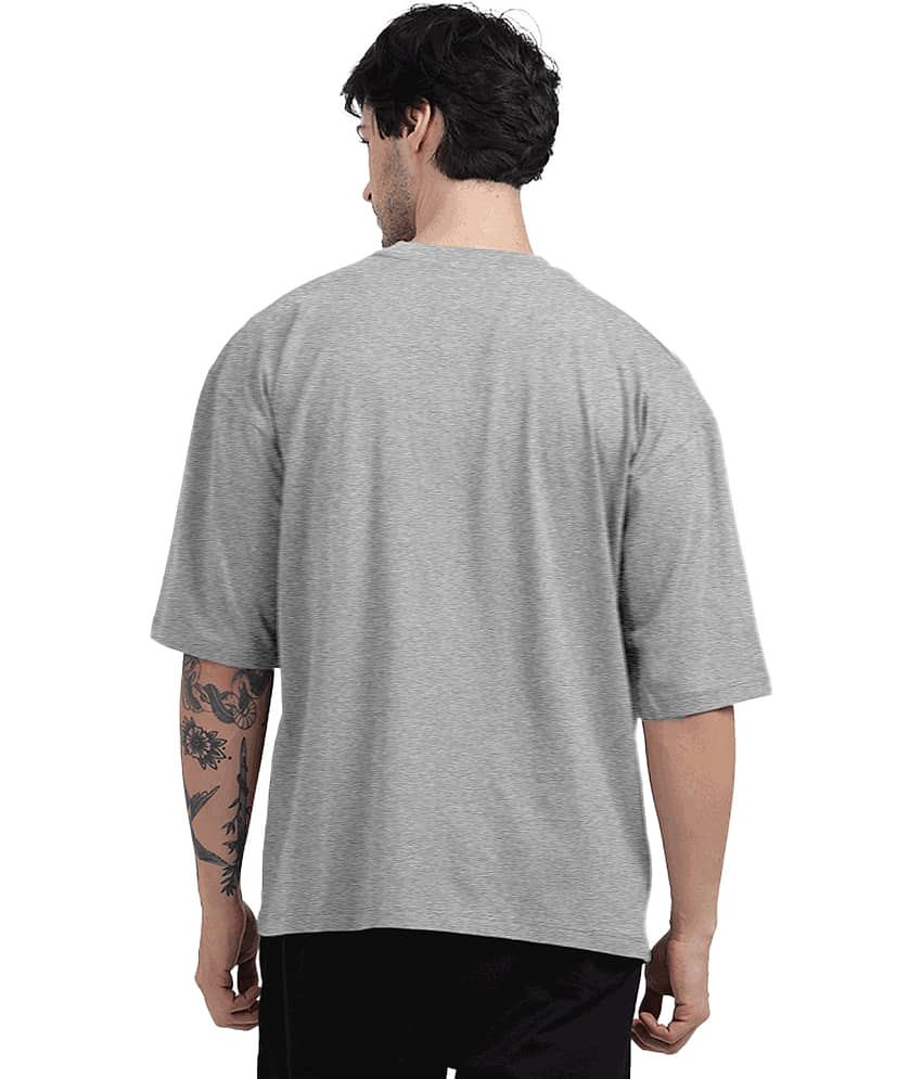 Leotude Men Cotton Blend Oversized Fit Printed T-Shirt ( Orange ) view 2