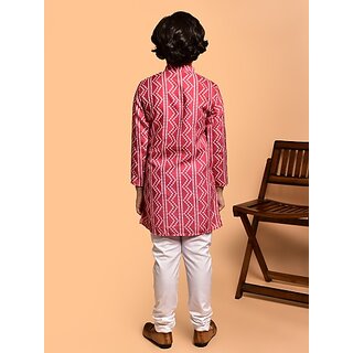 PrintCultr Boys Festive & Party Kurta and Pyjama Set (Red) view 2