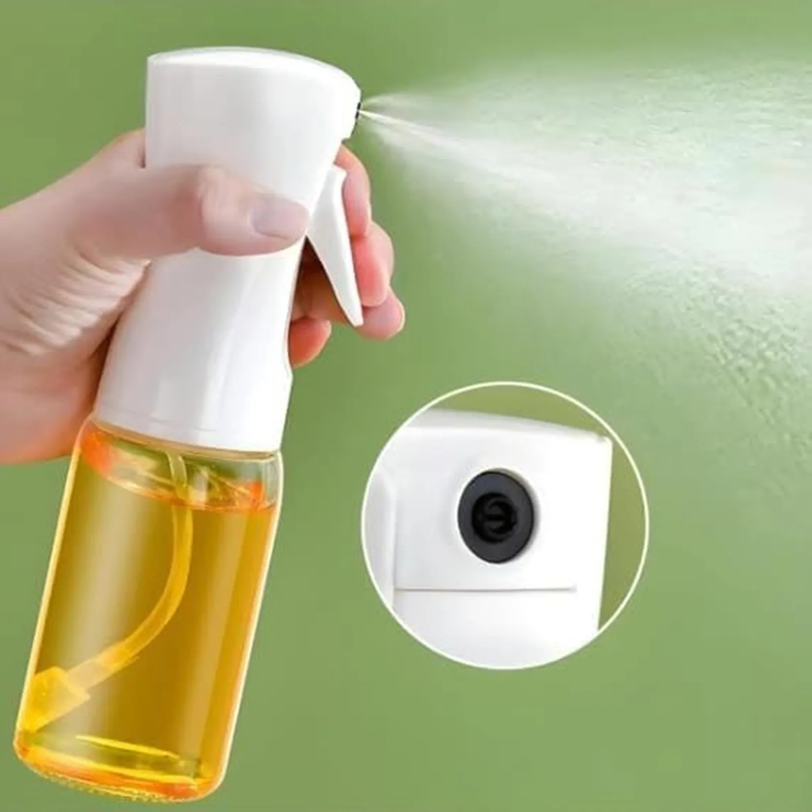 Oil Spray Bottle for Cooking, Premium Glass Oil Dispenser for Kitchen, Food Grade Refillable Oil Sprayer, Leak Proof Oil Spritzer for Air Fryer, Salad, Baking and Frying 200 ML view 2