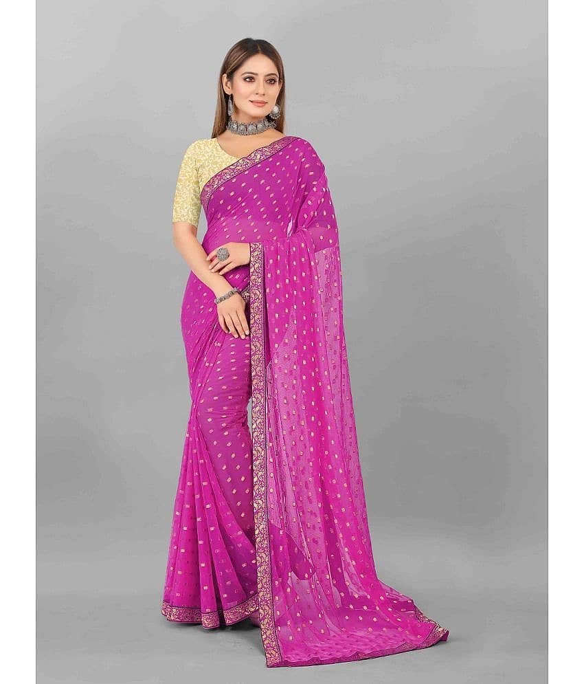 Aardiva Chiffon Printed Saree With Unstitched Blouse Piece ( Orange )