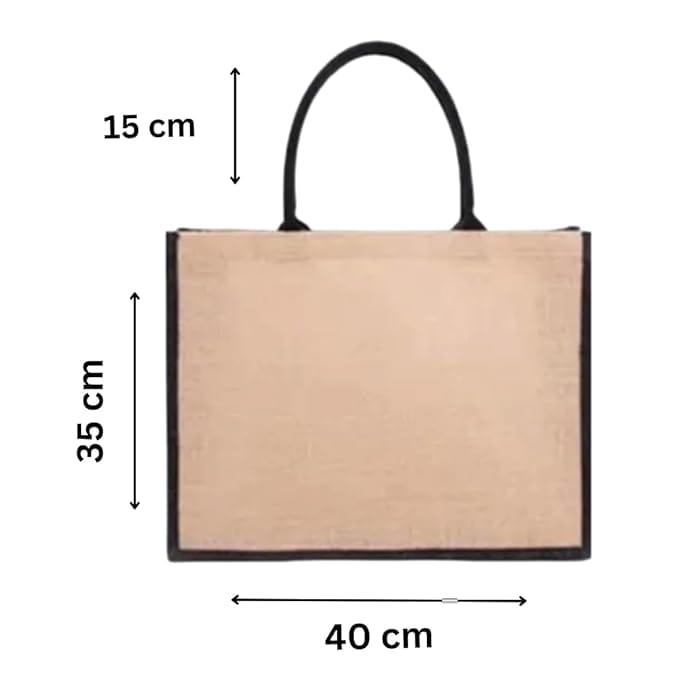 Jute Tote Bag with Black Trim view 2